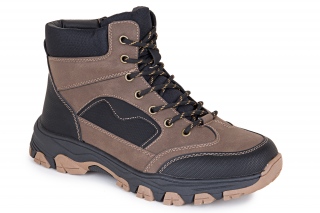 FERMANI Męskie kozaki ze sznurowadłami, kolor czarny/brązowy. Sportowe. 