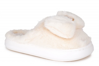 MULANKA Damskie klapki, kolor beżowy. Damskie domowe obuwie. 