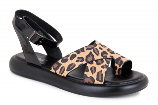 ML Sandały damskie, kolor czarny/brązowy. Leopardi. 