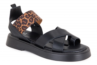 ML Leopardi, kolor czarny/brązowy. Sandały damskie. 