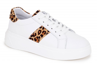 ML Buty ze sznurowadłami, kolor biały. Leopardi. Sportowe. 