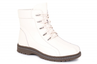 FERMANI Komfort, kolor białe. Kozaki ze sznurowadłami. 