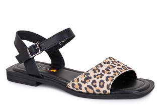 GABI Leopardi, kolor czarny/brązowy. Sandały damskie. 