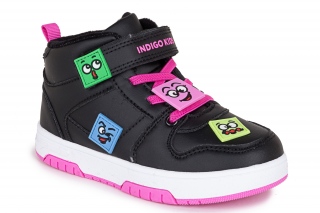 INDIGO KIDS Kozaki ze sznurowadłami, kolor czarny/różowy. Sportowe. 