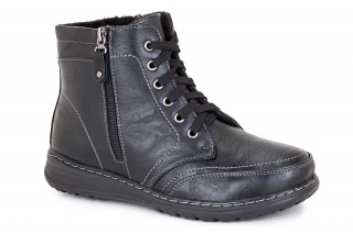 UNISOFT Komfort, kolor czarny. Kozaki ze sznurowadłami. 